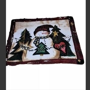 Laurie Koragaden Blanket Christmas Holiday Snowman Rustic County Farmhou…